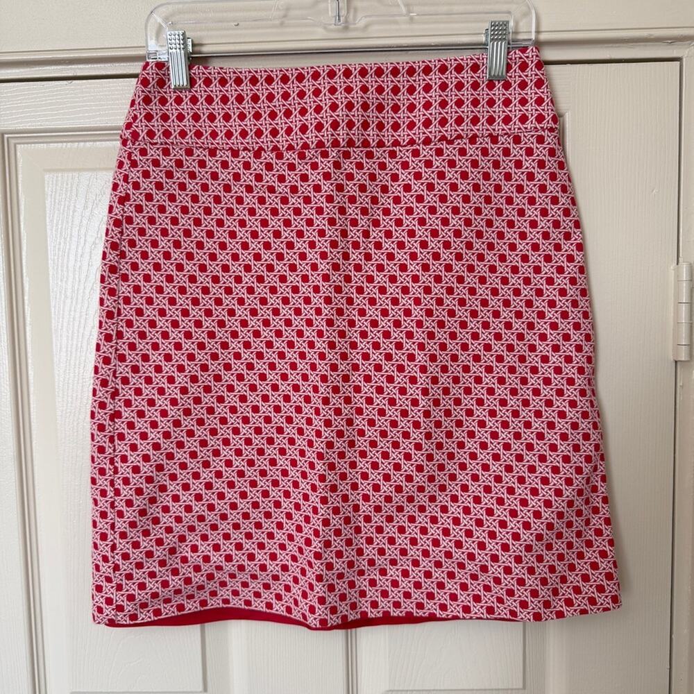 Talbots Basket Weave A-Line Skirt Red White 4P